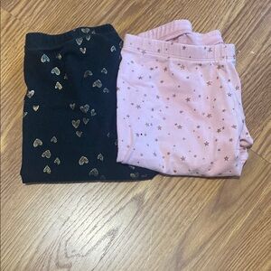 Black and Pink Heart and Star Print Leggings